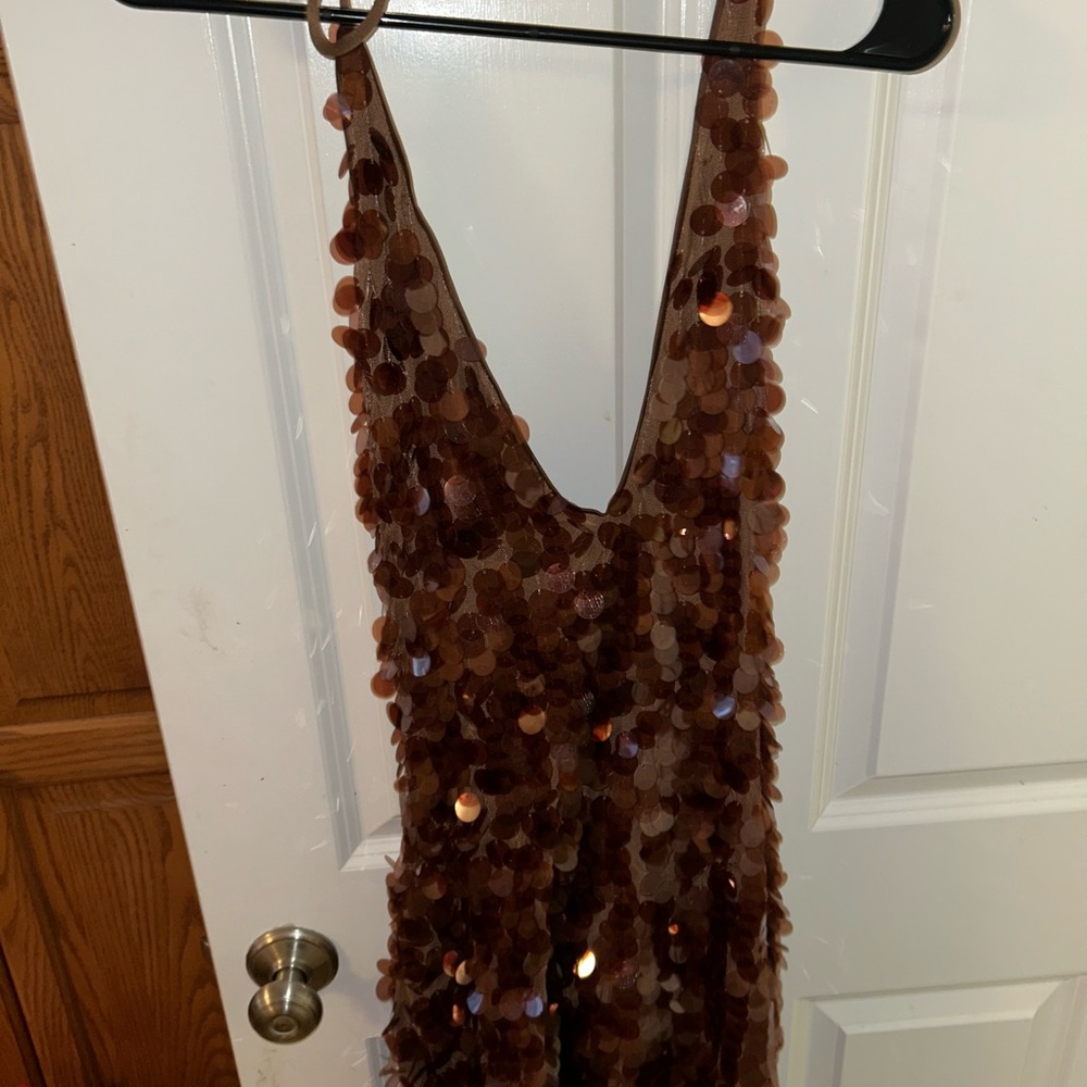 AKIRA Brown Sequin Mini Dress